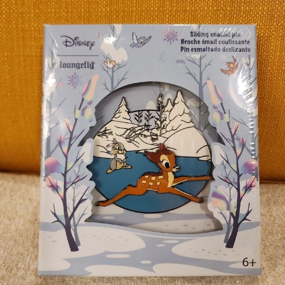 Loungefly Disney Bambi & Thumper On Ice Skating Sliding 3" Enamel Pin LE NEW - Picture 2 of 8